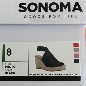 Sonoma Black Wedge Sandal Size 8 New in Box